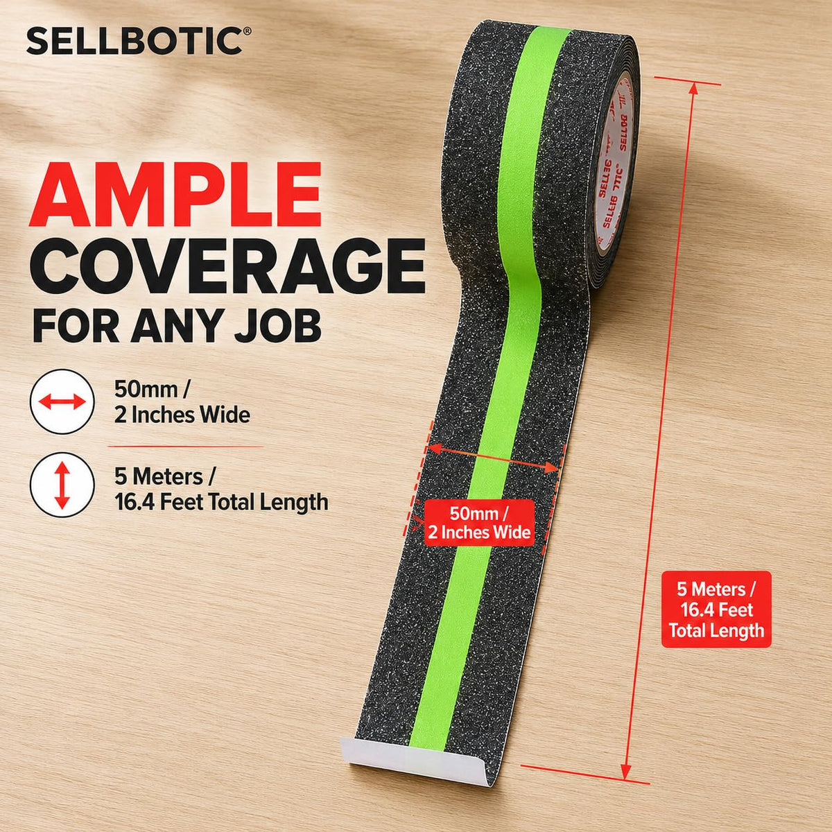 Green Stripe Anti Slip Grip Tape - 5 Mtr (Pack of 2)